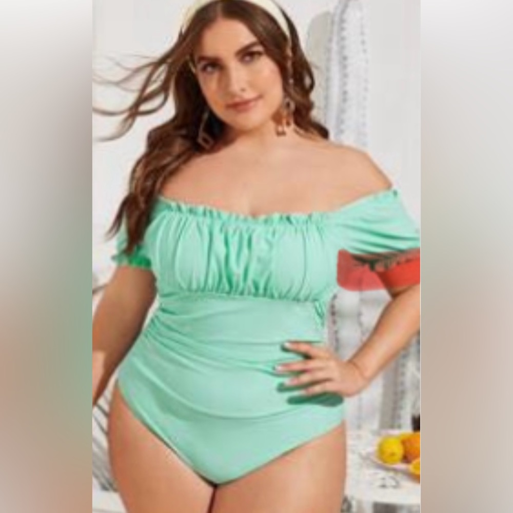 Swimsuit 1 piece mint green 3x